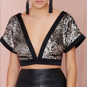 Nasty Gal Sequin Crop Top